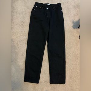 black baggy jeans, a-line button up on crotch, rue 21